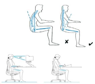 Correct posture when sitting and working